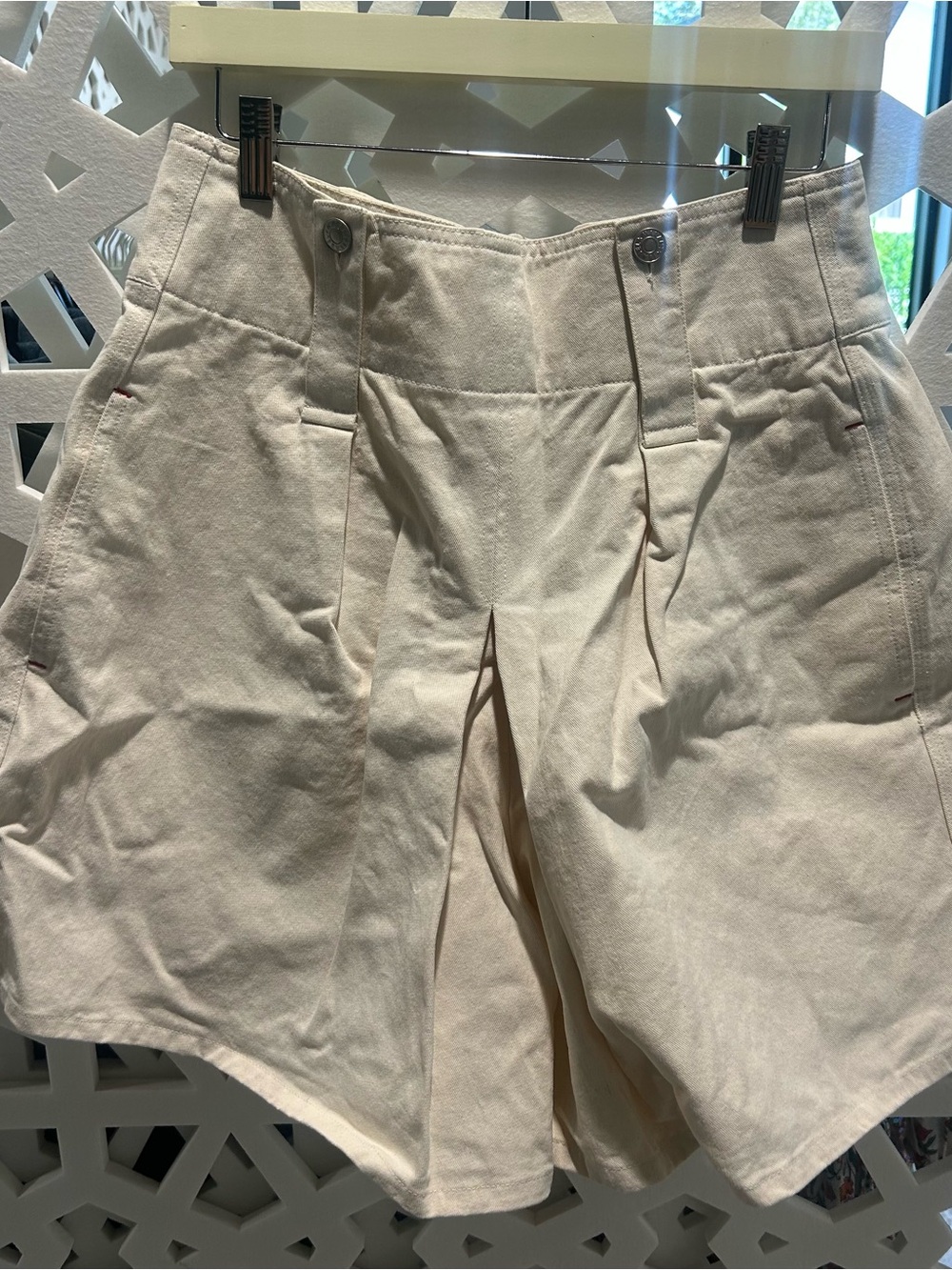 Isabel Marant Cream Women's Tailored Pleat-Front Shorts